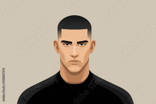 Illustration of a man with a short haircut.