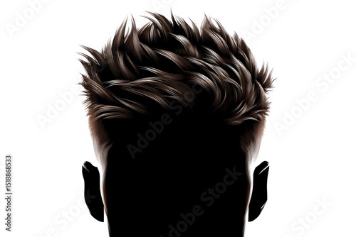 Detailed illustration of a stylish man's haircut.