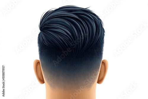 Detailed illustration of a man's stylish haircut from the back.