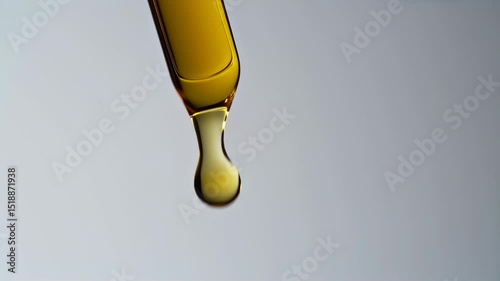 Close-Up Detail Shot of Yellow Oil Droplet in Cinematic Slow Motion