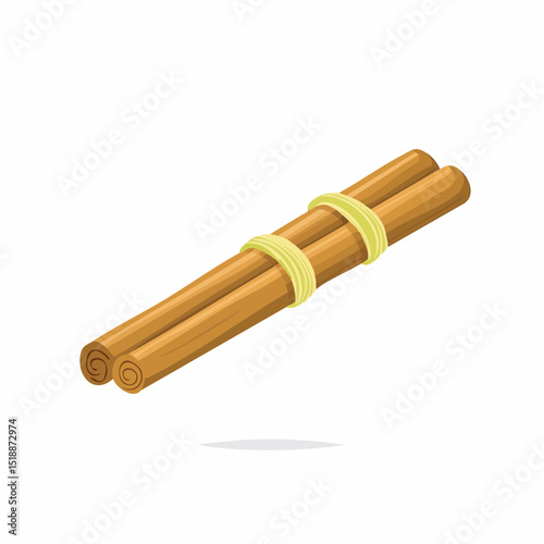 Two Cinnamon Sticks Bundle Aromatic Spice Illustration