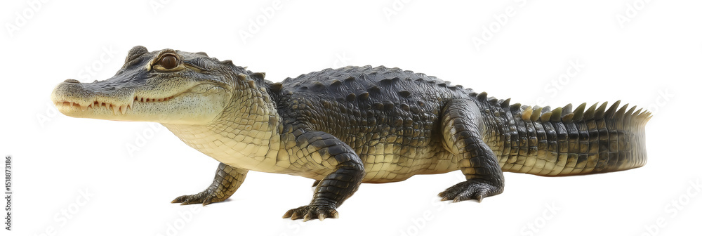 Naklejka premium [Transparent Background PNG]Young Crocodile on White Background