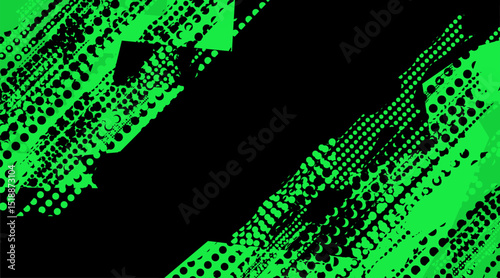 Green halftone grunge pattern on black - excellent for creative presentations