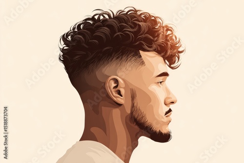 Profile view of a man with a stylish hairstyle.