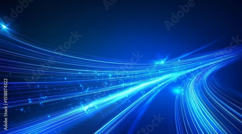 Dynamic Blue Light Trails on a Dark Background