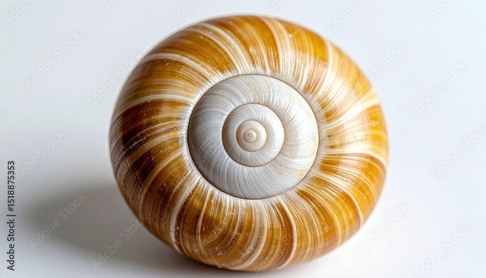 Detailed Close-Up Of A Snail Shell Displaying Intricate Spiral Pattern And Natural Texture Against White Background Detailed Close-Up Of A Snail Shell Displaying Intricate Spiral Pattern And Natural Texture Against White Background