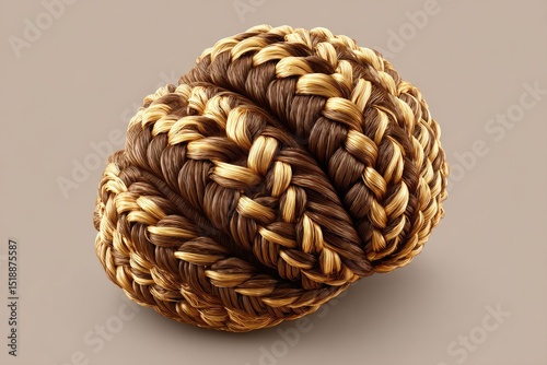 Intricate braid design with brown and gold strands.