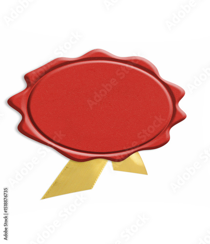 Cachet de cire rouge et ruban doré 