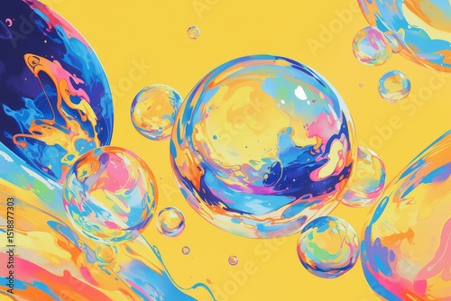 Abstract fluid composition with vibrant colors