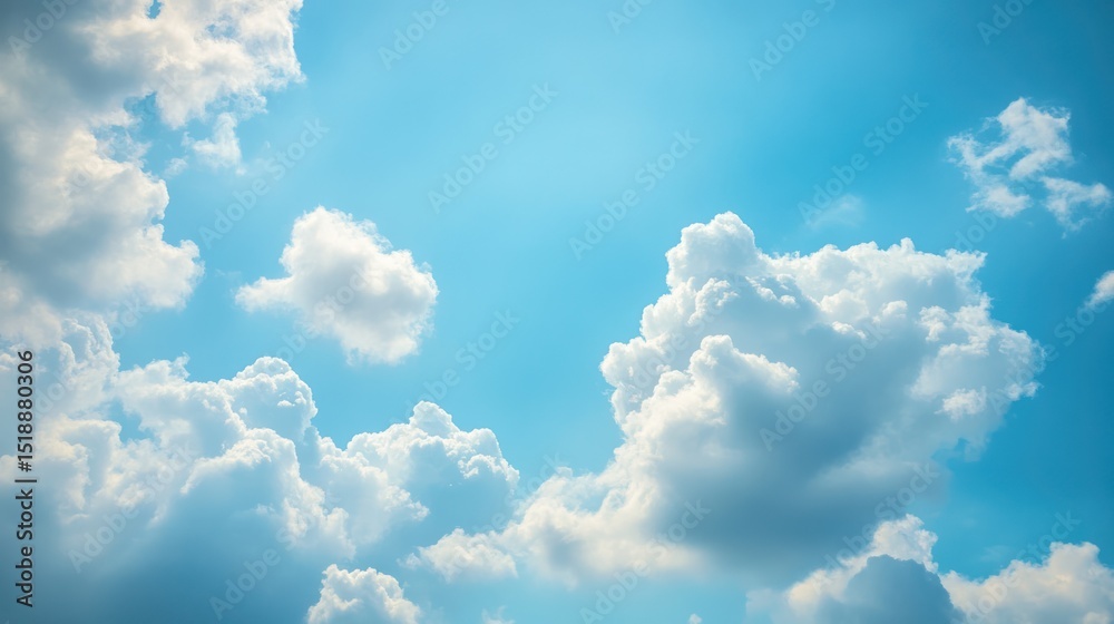 A Stunning View of Fluffy Cumulus Clouds Against a Vivid Blue Sky A Stunning View of Fluffy Cumulus Clouds Against a Vivid Blue Sky