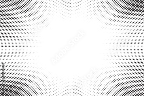 Halftone texture dot radial background, cartoon comic retro pop art dot border, halftone shadow