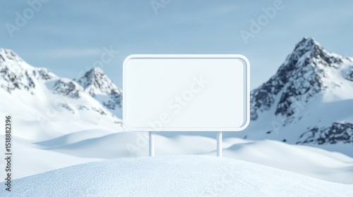 Blank Sign in Snowy Mountain Landscape