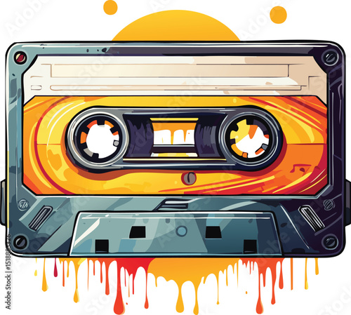 Cassette Tape Line Art Vector – Retro Music Icon Illustration