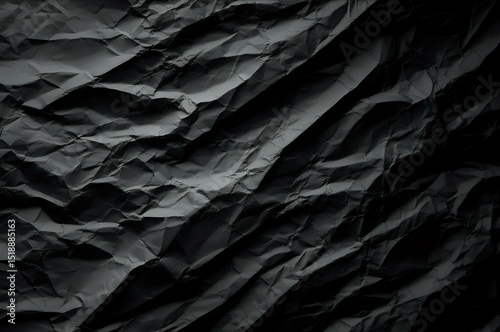 Dramatic Texture of Crumpled Black Paper