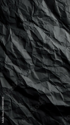 Dramatic Texture of Crumpled Black Paper
