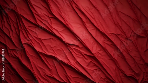 Intense Red Creased Fabric Texture Background