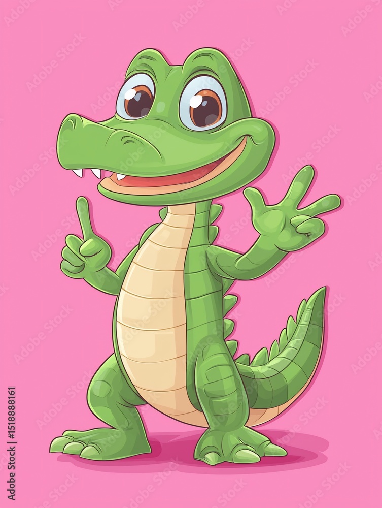 Fototapeta premium Cartoon alligator, friendly and playful