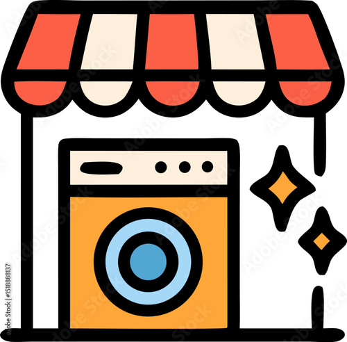 Laundromat icon, suitable for home appliance, laundry service, household theme in design projects.