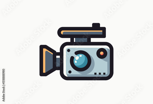 Modern Camcorder Icon: Simple Vector with Bold Black Outline, Ideal for Vlogging Platforms & Video Streaming Services – High-Contrast Design for Web & Print.
