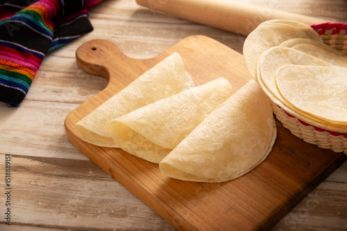 Tortillas de Harina, also called wheat tortilla, is a flat bread made with wheat flour and lard or butter, without yeast, and widely consumed daily in Mexico, especially in the north of the country.