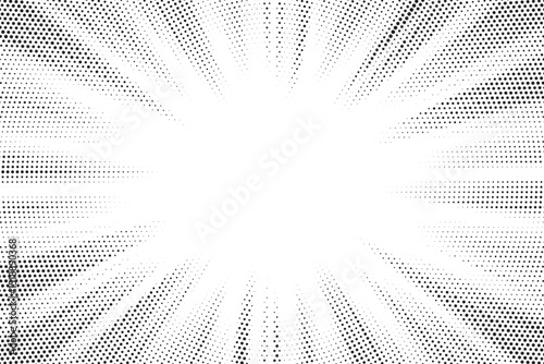 Halftone texture dot radial background, cartoon comic retro pop art dot border, halftone shadow