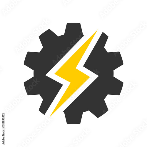 Electrical symbol with gear wheel incorporating vector logo