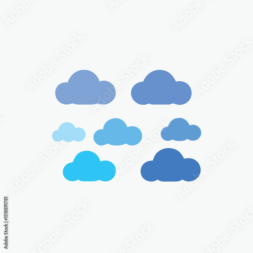 Minimalist clouds set. Great for web design, apps, children books, environmental graphics, weather icons