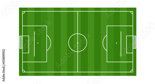 Soccer Field Illustration: Top View, Green Grass Texture