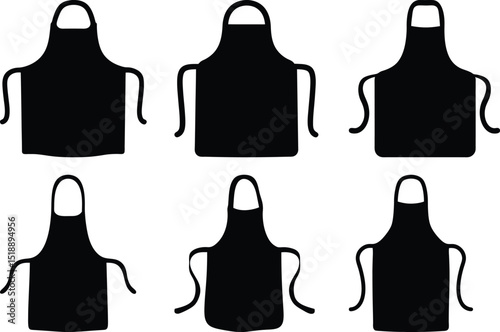 Collection of Apron Silhouette Variations in Black and White Design