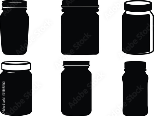 Variety of Black Silhouette Jars Perfect for Canning or Storage Project Ideas