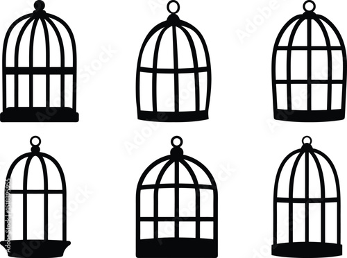 Collection of Six Vintage Style Birdcages in Varied Shapes and Designs