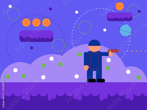 Video game screen display. Equipment of gamers. Games illustration. Flat vector illustration.