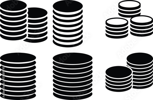 Stylized Black and White Image of Piles of Coins Representing Wealth
