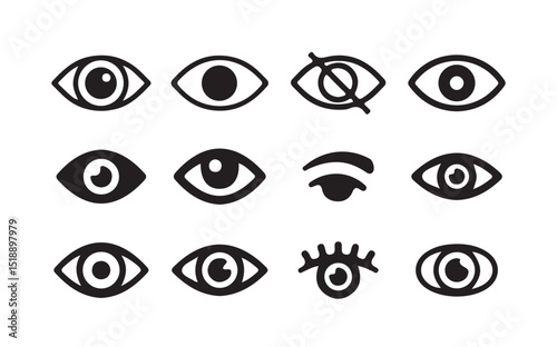 eye vector icons. Human eyes on white background. Sight symbol. See or watch sign. Eyesight symbol. Hide and show password icons. Eyes open and closed vector icons.vector illustration eps 10.