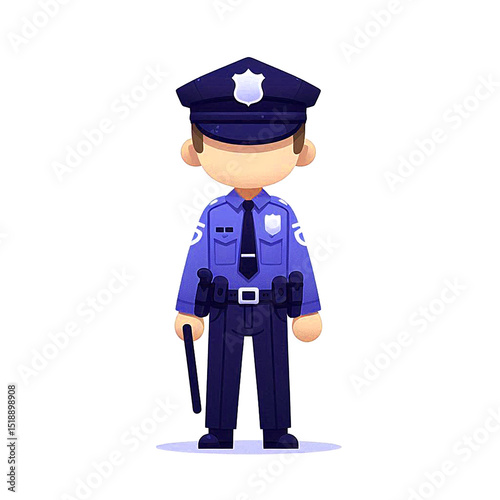 Officer man blue uniform suit figure. An officer man with blue uniform standing isolated with white solid background.
