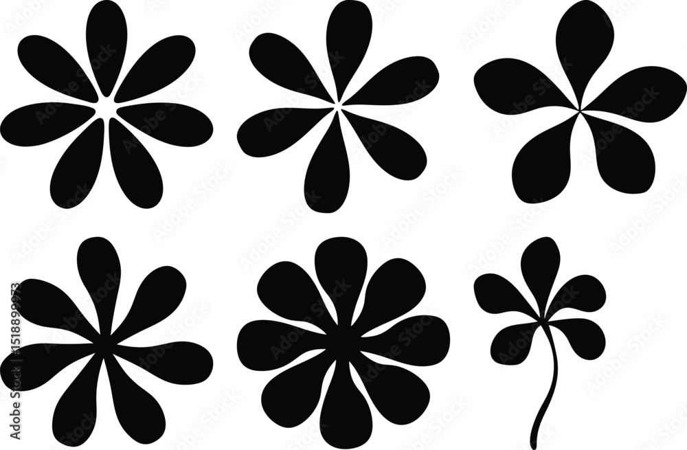 Floral Pattern Design Featuring Black and White Flowers in Various Styles Floral Pattern Design Featuring Black and White Flowers in Various Styles