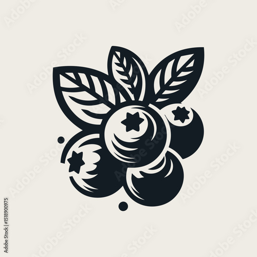 blue blueberry fruit vector logo illustration showcasing sweet, juicy produce with a modern design