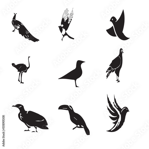  Cute Birds Vector Set 17.