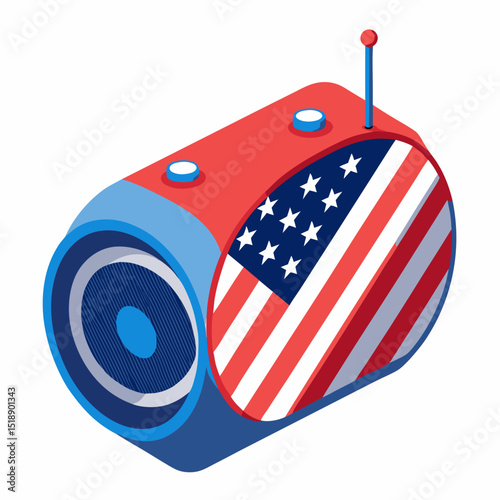 american flag icon on white background