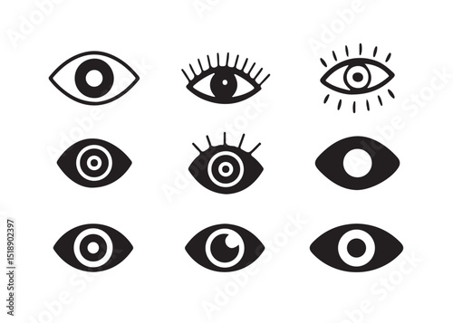 Simple eye icon. eyesight symbol.. Human eyes on white background. Sight symbol. Eyes related line icons. View and eye vector linear icon set.