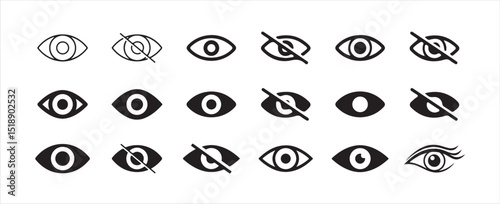 Simple eye icon. eyesight symbol.. Human eyes on white background. Sight symbol. Eyes related line icons. View and eye vector linear icon set.