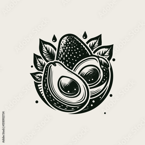 avocado fruit vector logo illustration showcasing creamy, healthy produce with a modern design