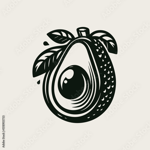 avocado fruit vector illustration depicting a simple, buttery tropical element for various food brands