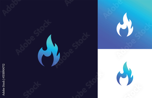 Abstract fire flame blue logo inspiration 
