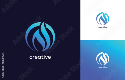 Blue Flame  symbol, fire logo design Concept Template
