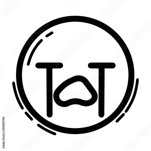 Outline style drawing of a circular emoji crying profusely, shown by tears flowing from its eyes and an inverted tear-drop shaped mouth. Can be used to convey intense sadness, overwhelming emotion