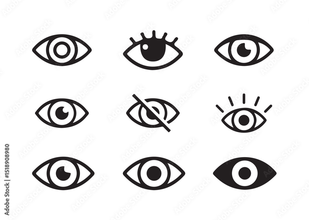 Eye Focus and View Tracking Line Icons.vector illustration eps 10. Eye Focus and View Tracking Line Icons.vector illustration eps 10.