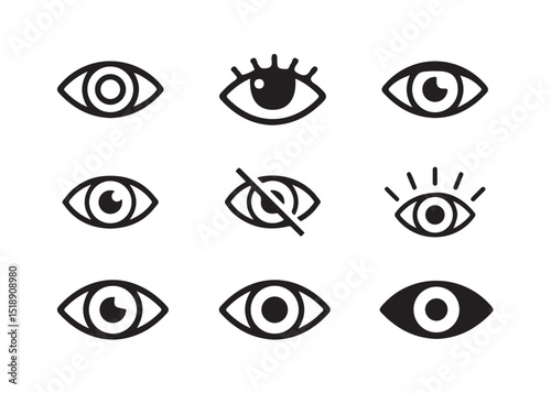 Eye Focus and View Tracking Line Icons.vector illustration eps 10.
