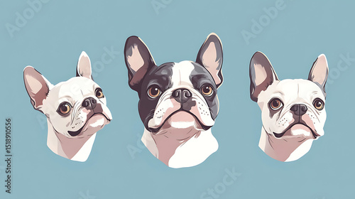 Emotional expressions of cute dogs illustrated with raised brows, floppy ears, and blushing cheeks 