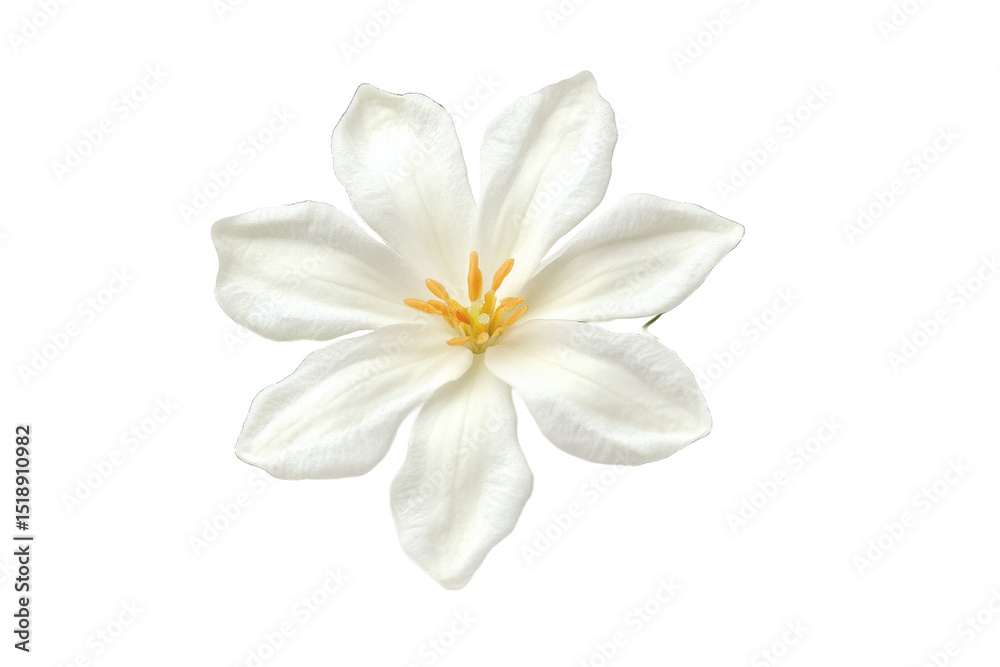 Fototapeta premium [Transparent Background PNG]Beautiful White Flower with Green Leaves